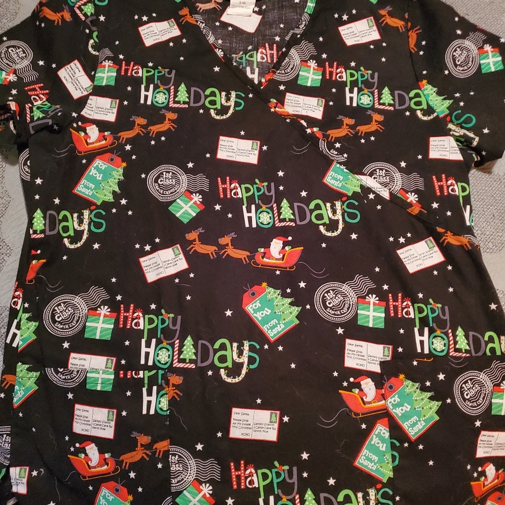Christmas scrub top